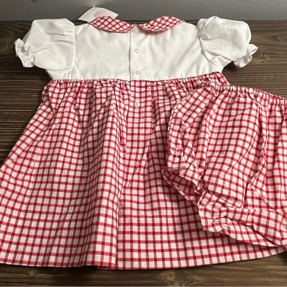 NEW Petit Ami Girl Farm Bloomer Set Red Gingham Farmhouse Size 6 months - Picture 9 of 11